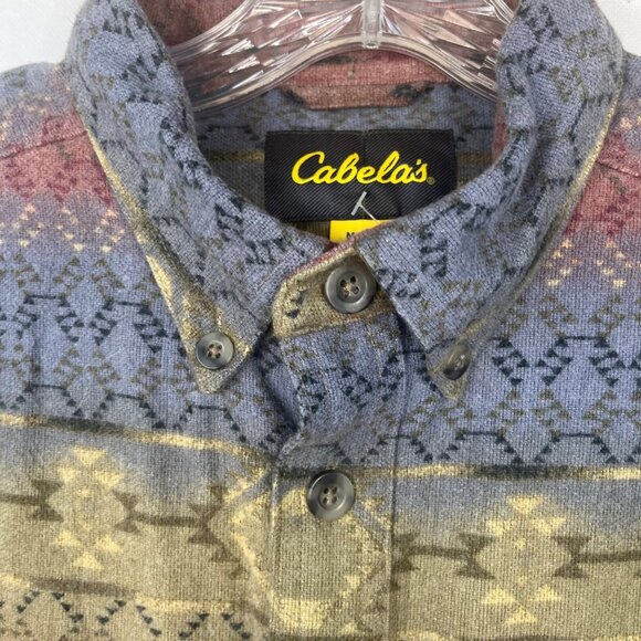 Cabelas Aztec Southwest Patterned Button-Up Shirt Mens Medium Deerskin Soft - Picture 6 of 12